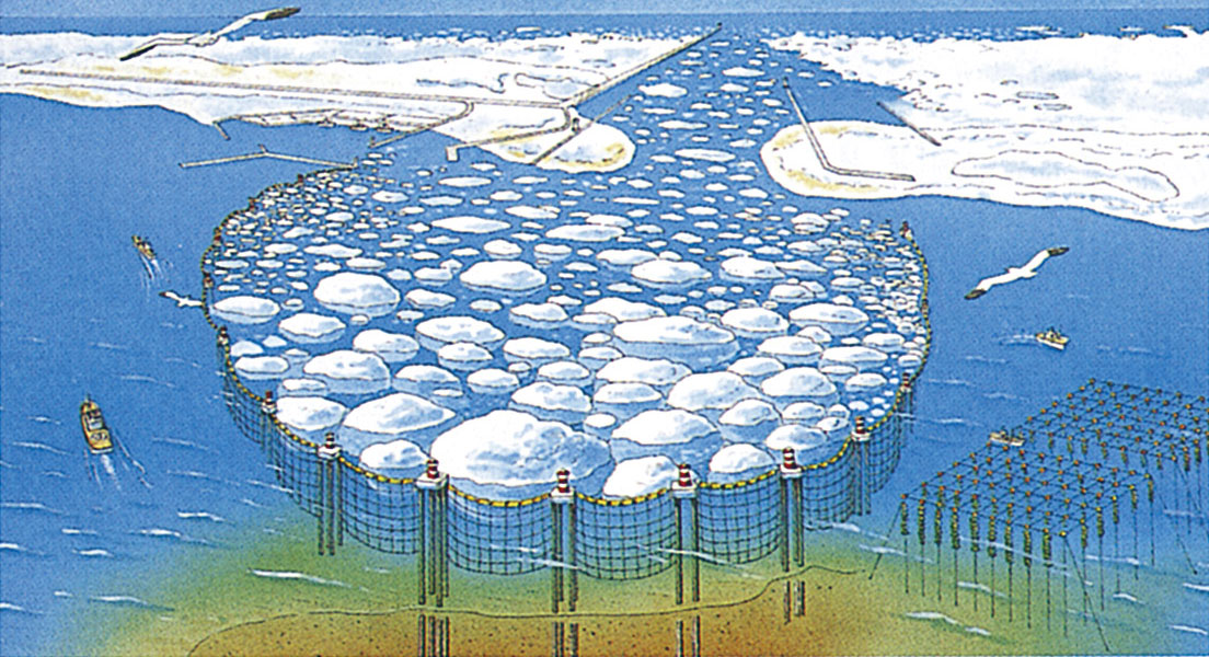 サロマ湖漁港流氷流入対策工(Ice Boom)